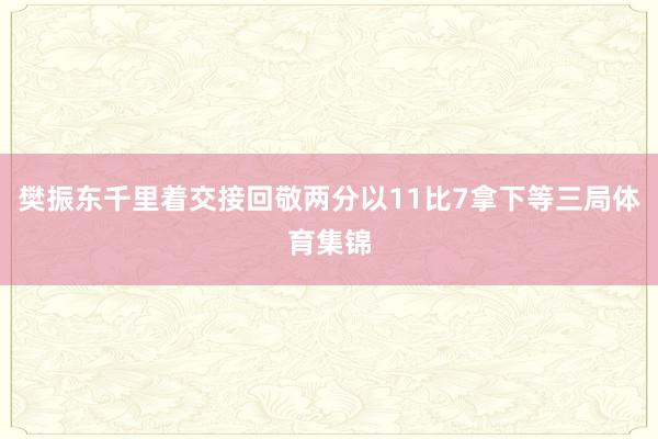樊振东千里着交接回敬两分以11比7拿下等三局体育集锦