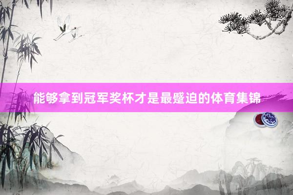 能够拿到冠军奖杯才是最蹙迫的体育集锦