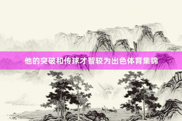 他的突破和传球才智较为出色体育集锦