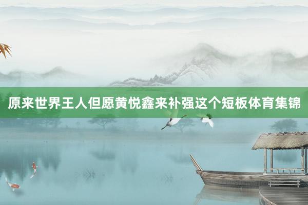 原来世界王人但愿黄悦鑫来补强这个短板体育集锦
