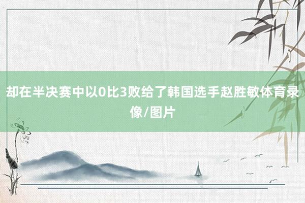 却在半决赛中以0比3败给了韩国选手赵胜敏体育录像/图片