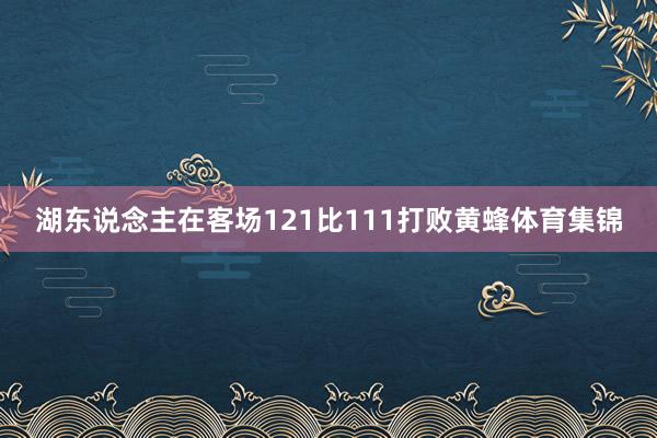 湖东说念主在客场121比111打败黄蜂体育集锦