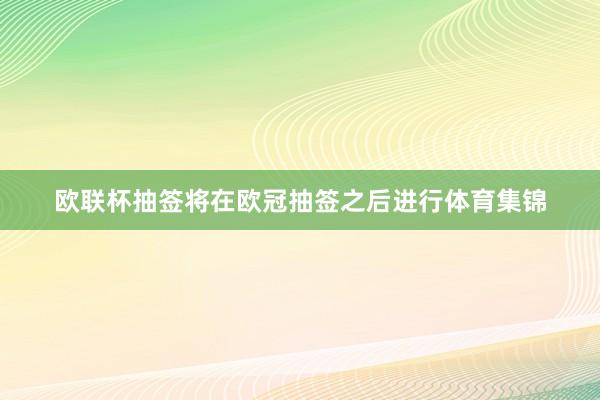 欧联杯抽签将在欧冠抽签之后进行体育集锦