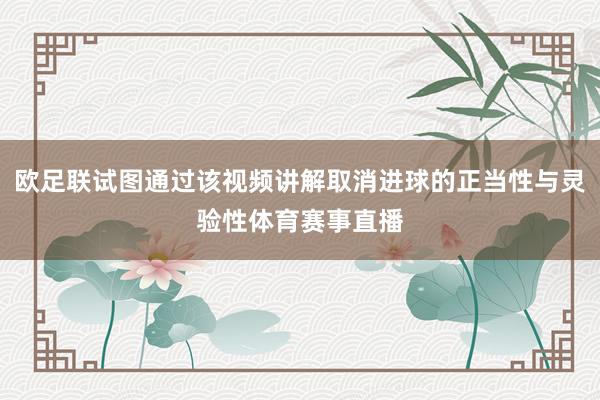 欧足联试图通过该视频讲解取消进球的正当性与灵验性体育赛事直播