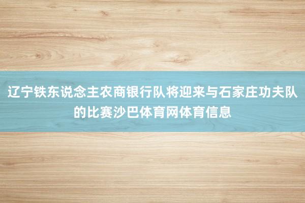 辽宁铁东说念主农商银行队将迎来与石家庄功夫队的比赛沙巴体育网体育信息