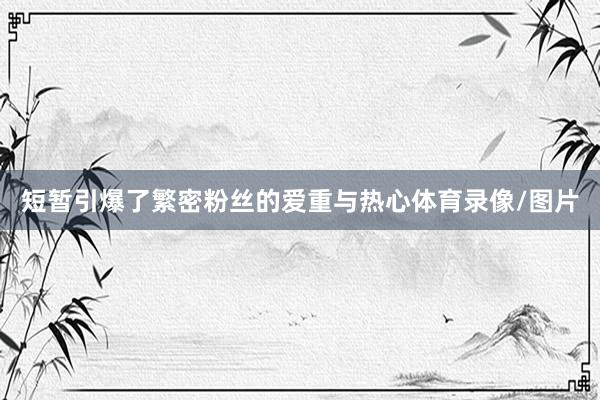 短暂引爆了繁密粉丝的爱重与热心体育录像/图片
