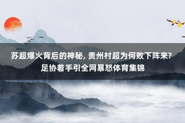苏超爆火背后的神秘, 贵州村超为何败下阵来? 足协着手引全网暴怒体育集锦