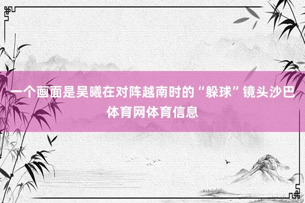 一个画面是吴曦在对阵越南时的“躲球”镜头沙巴体育网体育信息