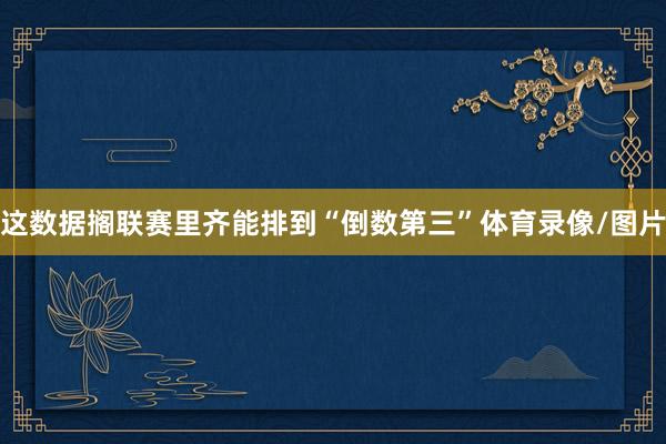 这数据搁联赛里齐能排到“倒数第三”体育录像/图片