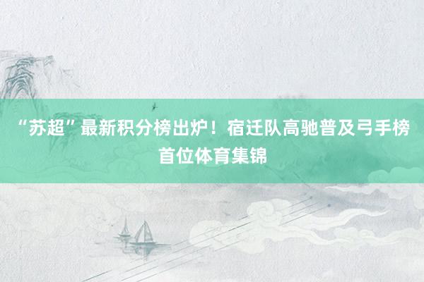 “苏超”最新积分榜出炉！宿迁队高驰普及弓手榜首位体育集锦