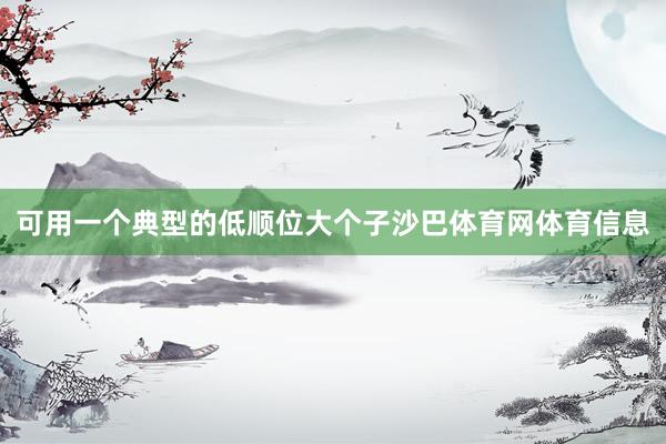 可用一个典型的低顺位大个子沙巴体育网体育信息